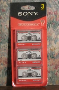 Sony MC90 Microcassette 3 Pack - 90 Minute Micro Cassette Tapes - New / Sealed - Picture 1 of 6