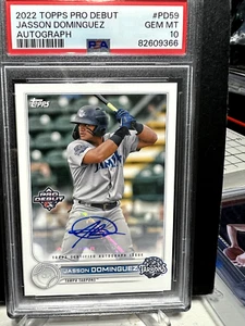 Jasson Dominguez YANKEES Rookie Auto 2022 Topps Pro Debut PSA GEM 10 - Picture 1 of 3