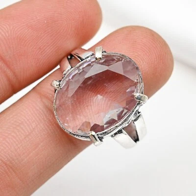 Anillo Topacio Blanco Piedras Preciosas Hecho a Mano Plata de Ley 925 Joyería Día de los Caídos Regalo Foto 1 de 4