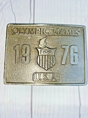 Vintage Belt Buckle OLYMPIC GAMES 1976 USA BERGAMOT BRASS WORKS, Retro Olympic - Image 1 of 4