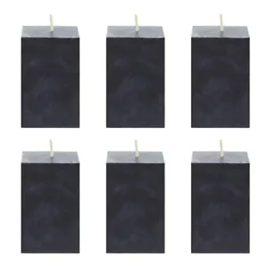 Mega Velas - Sin Perfumar 2""x 3"" Vertido a Mano SQR Pilar Premium Vela Negra 6 PIEZAS - Imagen 1 de 3