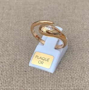 Gewölbter Ring Wassertropfenform Zirkonia vergoldet 18 Karat 750/000 - Bild 1 von 6