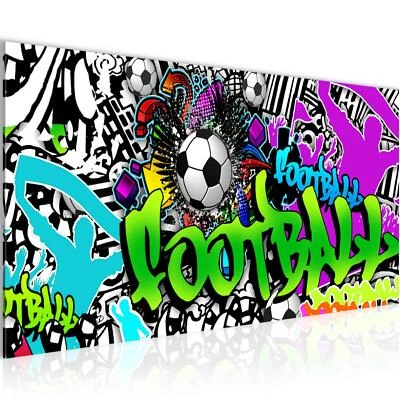 Wandbild XXL Fussball Graffiti  Wohnzimmer Flur Bilder 100x40 cm - Bild 1 von 4