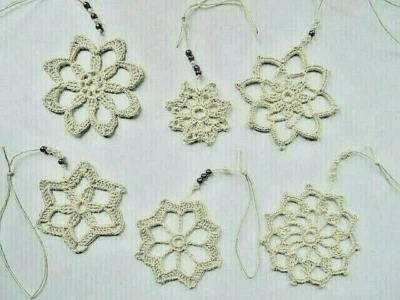 Christbaumschmuck Set Natur mit Wachsperlen Handarbeit Geschenke-Anhänger 6x - Bild 1 von 4
