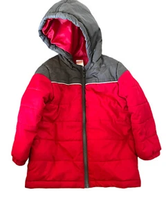 Gymboree Toddler Boys Red Winter Zip Up Puffer Hooded Jacket Coat Pockets 2T 3T - Picture 1 of 5