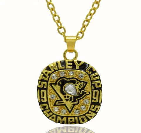 Pittsburgh Penguins Necklace V-Neck Souvenir Gold Pendant Stanley Cup Champions Cover