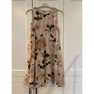 Calvin Klein Floral Chiffon Sleeveless Dress Blush Pink Occasion Size 12 - Picture 1 of 5