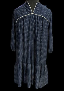 Vintage 70's 80’s Lorac Original Women's LG Dress Midi Long Polka Dot Polyester - Picture 1 of 9