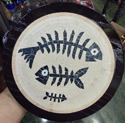 Exquisite Mosaic Stones and Olive Tree Wood Artwork - Unique Handcrafted Piece - Image 1 of 4