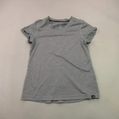 Рубашка женская North Face средний короткий рукав легкая серая уличная с V-образным вырезом - Изображение 1 из 4