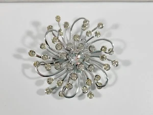 Spilla spilla vintage tono argento AB strass spirale SPLENDIDA firmata SAC - Foto 1 di 3