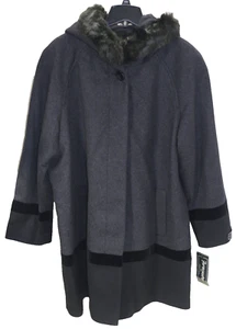 JJ - NWT $ $320 Forecaster Boston Womens 16 Lambswool Blend Hood Faux Fur Trim - Picture 1 of 11