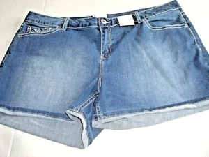 Damen Plus Denim Shorts verziert Größe 22W Simply Emma Neu mit Etikett - Bild 1 von 2