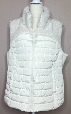 Cavalini Women's Plus Size 2X Puffer Jacket Vest Ivory Style #  NYV1148MP - Image 1 of 4