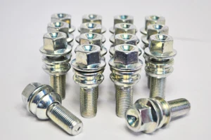 16 pernos de rueda de asiento M14 x 1,5, hilo de 30 mm (plateado) - Imagen 1 de 2