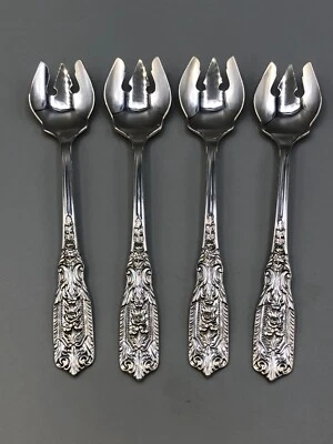Milburn Rose by Westmoreland Sterling Silver set of 4 Ice Cream Forks 5.25" - Image 1 of 4