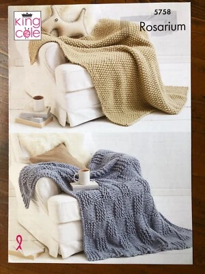 King Cole 5758 knitting pattern super chunky blankets & bed runners in 4 designs - Image 1 of 4