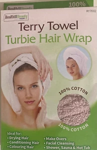 Terry Towel Hair Wrap Turban Hair Wrap Drying Hair 100% Cotton Hair wrap towel - Picture 1 of 8