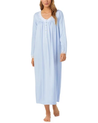 Nwt $70 Eileen West Blue SOFT Sweater Knit Long Sleeve 48" Ballet Nightgown XL - Image 1 of 4