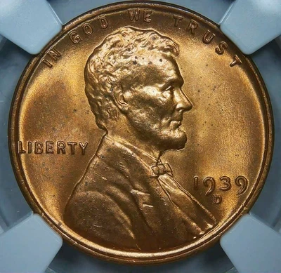 1939 D__MS 65 Lincoln Cent__RD, NGC, UNC - Image 1 of 4