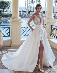 Enzoani Stormi glitter sparkle mini dress overskirt Wedding Dress Gown Sz 10 14 - Picture 1 of 9