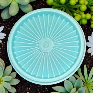 Tupperware Servalier Starburst Lid 5" Canister Blue Aqua 812 Replacement Vintage - Picture 1 of 6