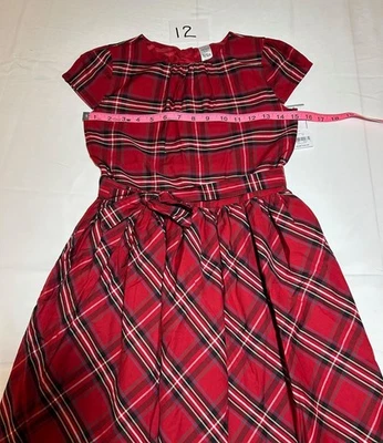 Carter's Girls Red Black Plaid Sateen Family Matching Christmas Dress NWT - Image 1 of 4