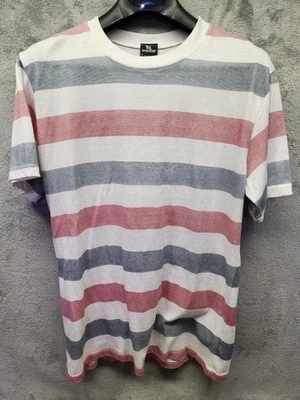 OT Revolution T-Shirt Mens Large White w Stripes Red Blue Short Sleeve Crew Neck - Image 1 of 4