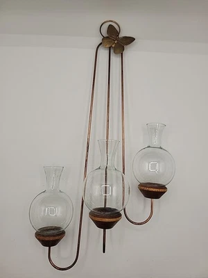 Estación de propagación triple jarrón The Brass Butterfly madera/latón/cobre  Foto 1 de 4