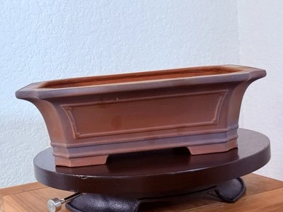 Bigei, Hirata Atsumi Unglazed hand made Rectangular Pot with cut corners,windows - Image 1 of 4