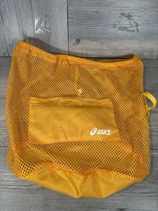 Asics Mesh Rucksack (gelb) Strand Gym Schule Kordelzugbeutel mit Reißverschlusstasche - Bild 1 von 4