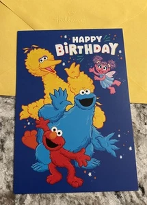 "Tarjeta de felicitación con sello de 5""x7"" Happy Birthday Sesame Street Furry Friends" - Imagen 1 de 10