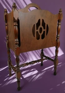30s Mahogany Magazine Sheet Music Canterbury Newspaper Stand Holder Chippendale - Picture 1 of 15