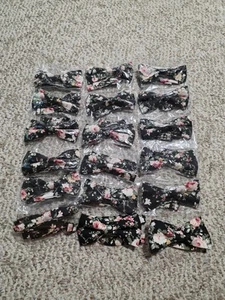 Mens Floral Black Bow Ties Pink Flower Groomsmen Wedding Formal Lot Of 18 - Picture 1 of 6