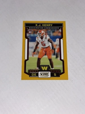Washington Commanders K.J. Henry 2023 Panini Score Football Gold Border RC - Image 1 of 2