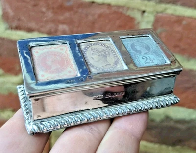 ESTUCHE SELLO EDUARDIANO PLATA HM ANTIGUO DE ALTA CALIDAD BIRMINGHAM 1896 ESCRITORIO GADROON Foto 1 de 4