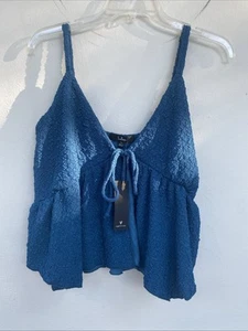 Lulus Top tank sz XL blue spaghetti strap polyester/rayon NWT - Picture 1 of 10