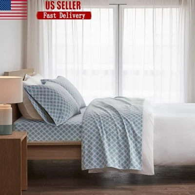 Cotton Flannel Queen Sheet Set Deep Pocket Breathable Soft Hypoallergenic 4 PC - Image 1 of 4