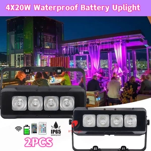 2XWaterproof  WIFI Par 4x20W 6in1 Battery Powered Wireless Led Wall Washer Light - Picture 1 of 8
