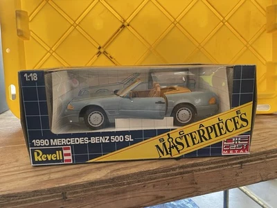 1990 Revell 1:18 Model Car Mercedes Benz 500 SL Convertible Blue Diecast MIB - Image 1 of 4