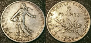 France - IIIème République - 2 francs semeuse argent 1901 ! F.266/6 - Imagen 1 de 1