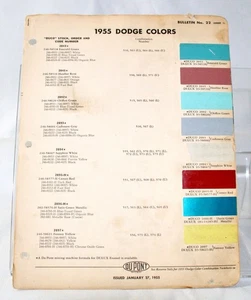 1955 Dodge Exterior Color Samples and Color Combination Numbers 678 - Bild 1 von 4