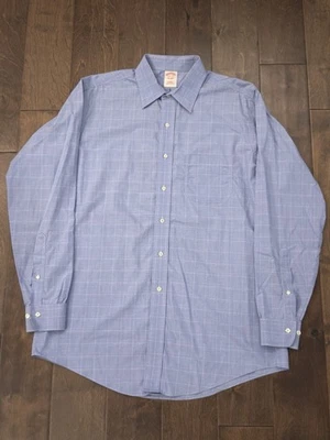 Camisa Brooks Brothers ajuste tradicional abotonada para hombre 16,5 azul a cuadros manga larga Foto 1 de 4