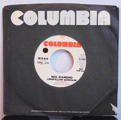 Neil Diamond - Longfellow Serenade - 1974 Columbia 7" Single  45 RPM PROMO NM - Image 1 of 4