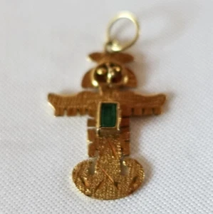 Inka Anhänger 750 Gold mit Smaragd Gelbgold 18K / CU 264(47) - Bild 1 von 5