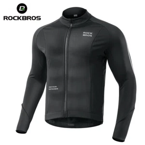 ROCKBROS Men's Cycling Long Sleeves Jacket Thermal Windproof Fleece Lining - Picture 1 of 10