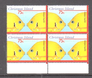Christmas Island  1995 75c Lemonpeel Angelfish  Mint unhinged block 4 stamps - Picture 1 of 1