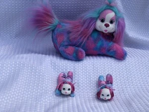 Puppy Surprise Eliza Cotton Candy Pink Blue Purple 12” Plush With 2 Baby Puppies - Picture 1 of 8