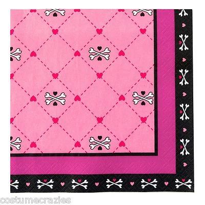 PINK PIRATE PARTY Lunch Dinner Disposable Napkins Serviettes 3 Ply Pack of 16 - image 1 of 3
