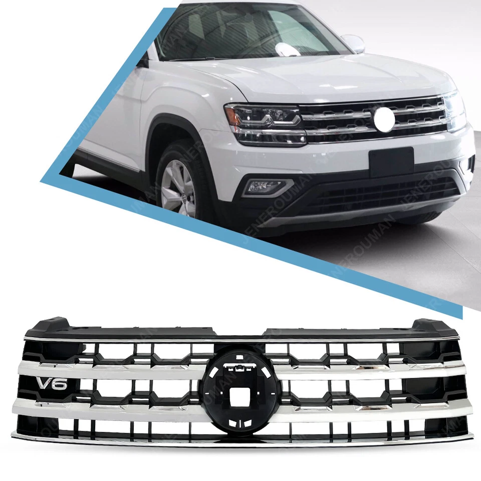 Chromed Grille Front Bumper Upper Grill for 2018 2019 2020 Volkswagen Atlas Foto 1 de 4